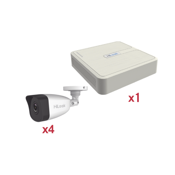 Kit IP 1080p (2 Megapixel) / NVR de 4 Canales con 4 Puertos PoE / 4 Cámaras IP Bala para Exteior